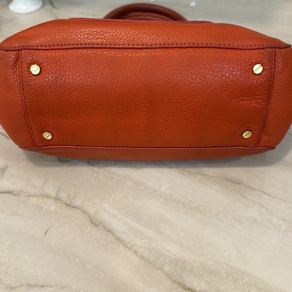 Tory Burch Amanda Orange Leather Logo Satchel Bag - Picture 11 of 11